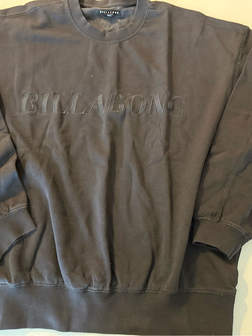 NWT Billabong SO TYPICAL KENDAL CREW Sweatshirt black womens Long Sleeve Large
